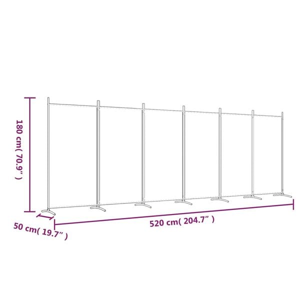 vidaXL Διαχωριστικό Δωματίου με 6 Πάνελ Μαύρο 520x180 εκ. από Ύφασμα