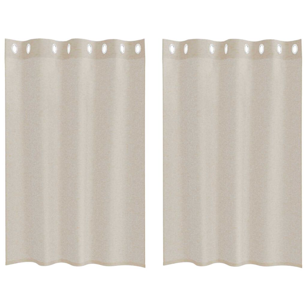 vidaXL Κουρτίνες με κουρτίνες 2 pcs Άμμος 140 x 140 εκ. Πολυεστέρας