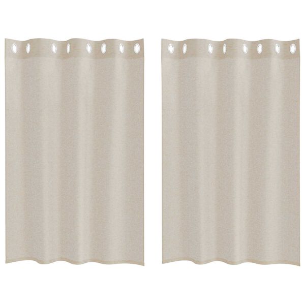 vidaXL Κουρτίνες με κουρτίνες 2 pcs Άμμος 140 x 140 εκ. Πολυεστέρας