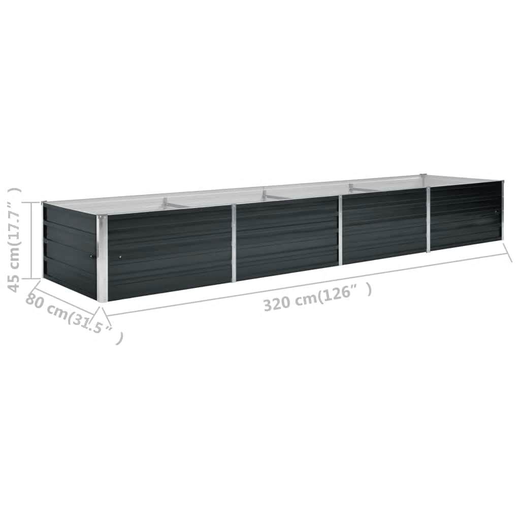 vidaXL Ζαρντινιέρα Υπερυψωμένη Ανθρακί 320x80x45 εκ. Γαλβαν. Χάλυβας