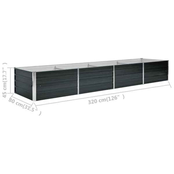 vidaXL Ζαρντινιέρα Υπερυψωμένη Ανθρακί 320x80x45 εκ. Γαλβαν. Χάλυβας