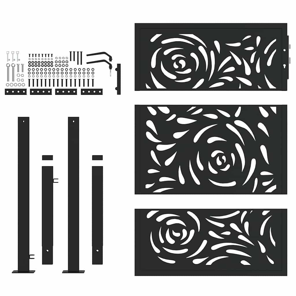 vidaXL Πύλη κήπου Μαύρη 105x130 cm Ατσάλινη φλόγα σχεδιασμού