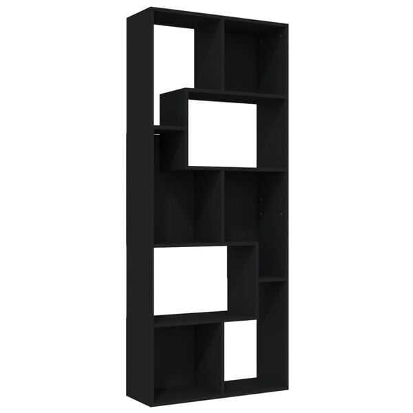 vidaXL Βιβλιοθήκη Μαύρη 67 x 24 x 161 εκ. από Επεξ. Ξύλο