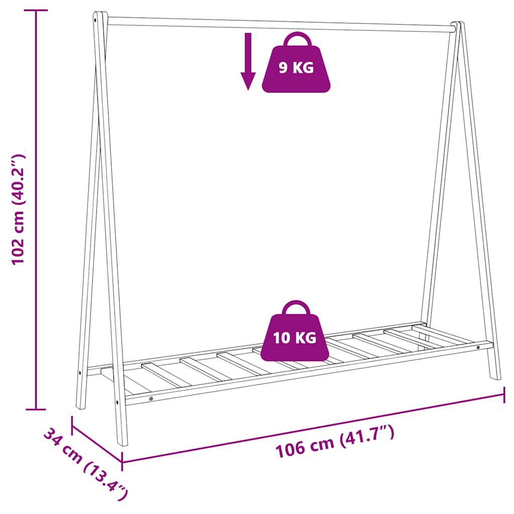 vidaXL Κρεμάστρα Ρούχων με Ράφια 106x34x102 εκ. Μπαμπού