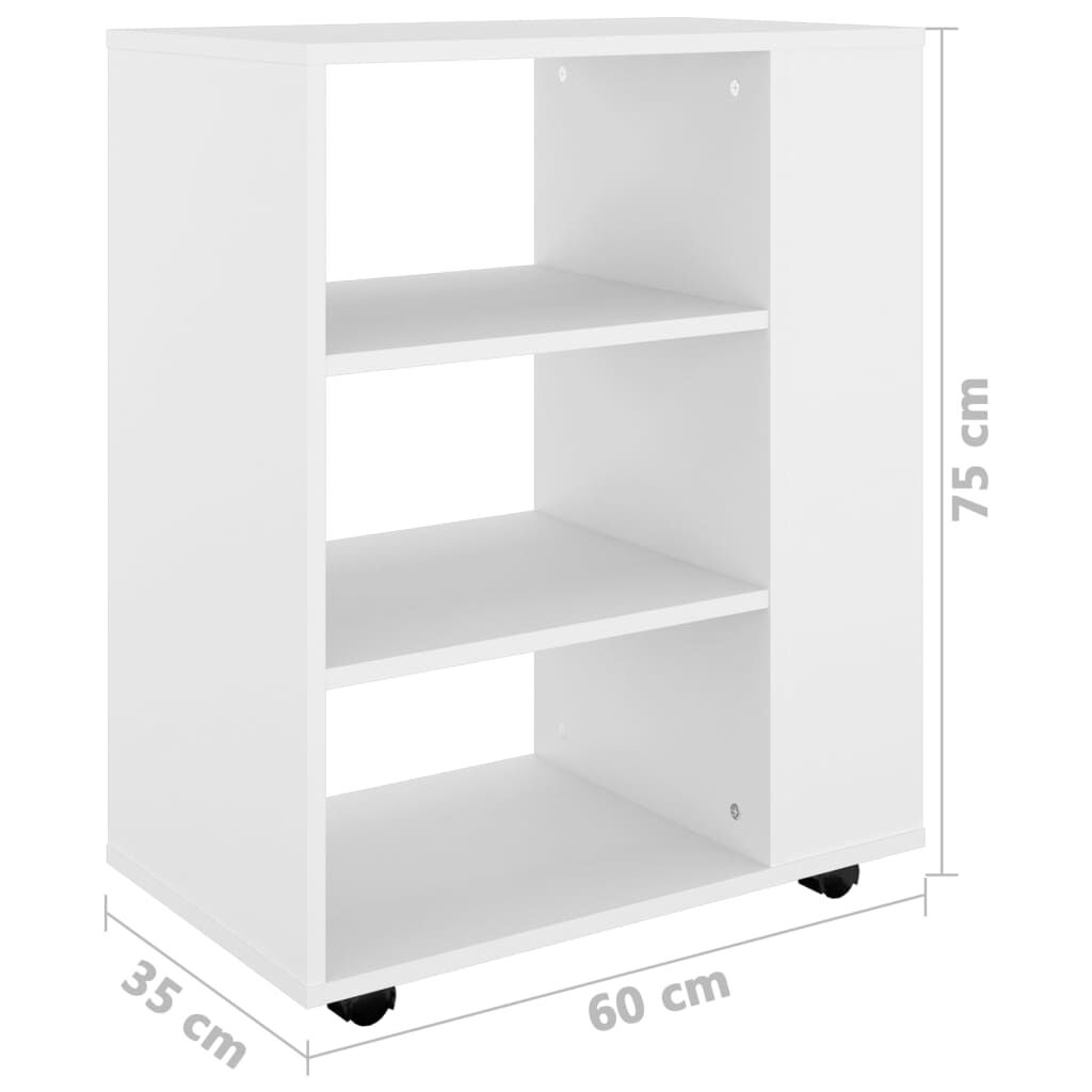 vidaXL Ντουλάπι Τροχήλατο Λευκό 60 x 35 x 75 εκ. από Επεξ. Ξύλο
