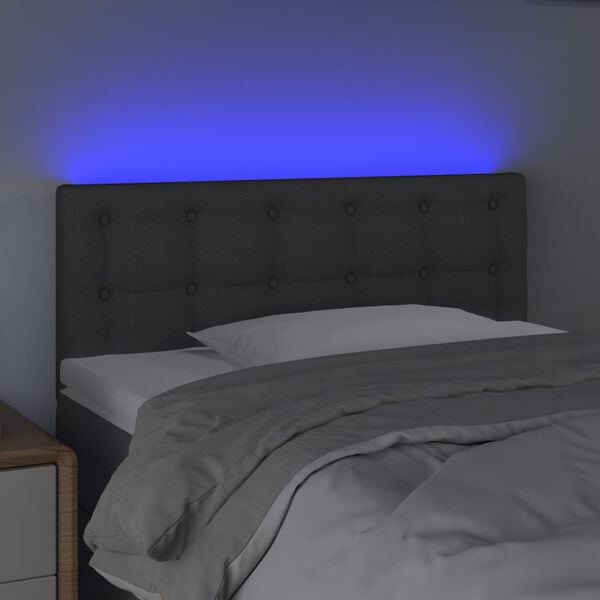 vidaXL Κεφαλάρι Κρεβατιού LED Σκούρο Γκρι 100x5x78/88 εκ. Υφασμάτινο