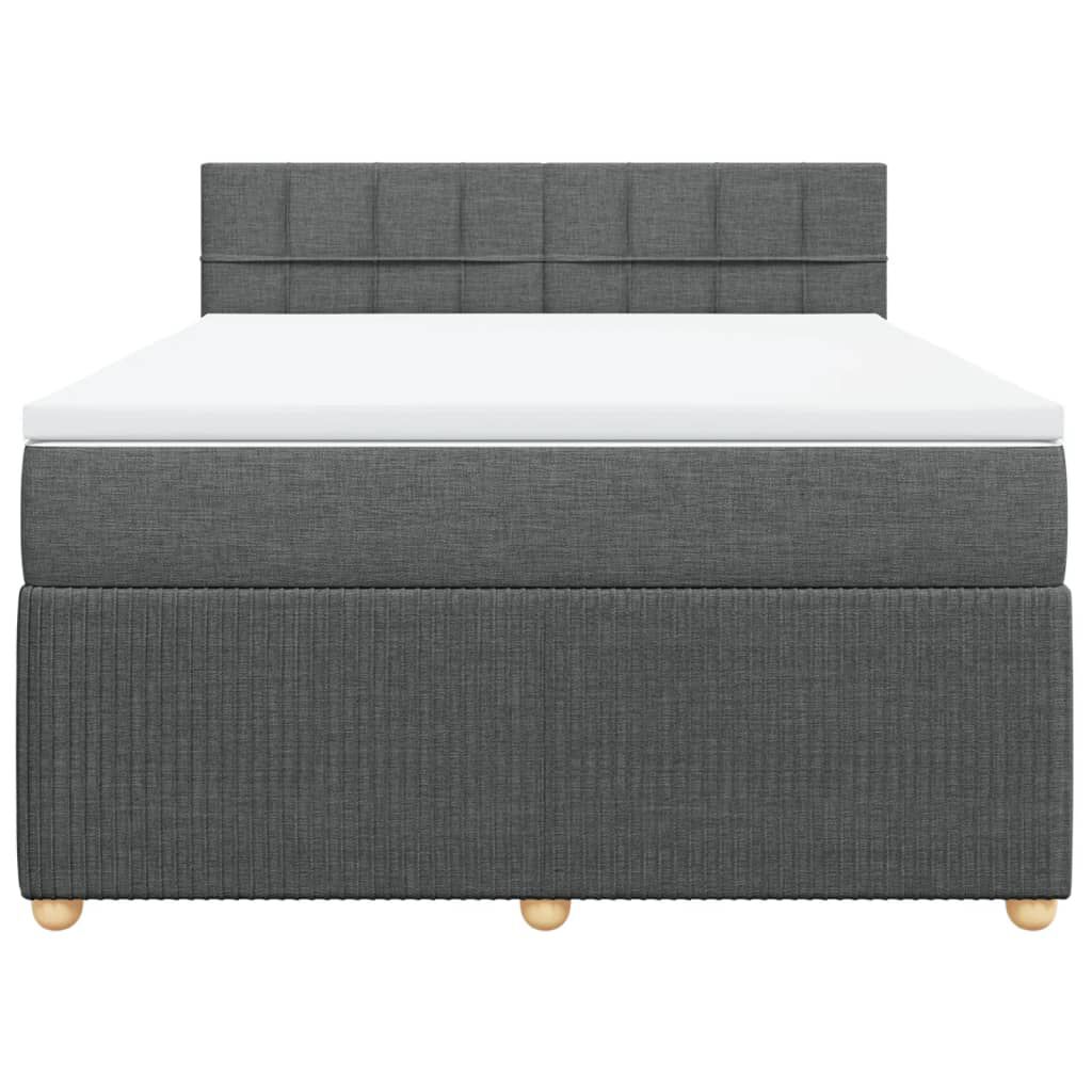 vidaXL Κρεβάτι Boxspring με Στρώμα Σκούρο Γκρι 160x200 εκ Υφασμάτινο