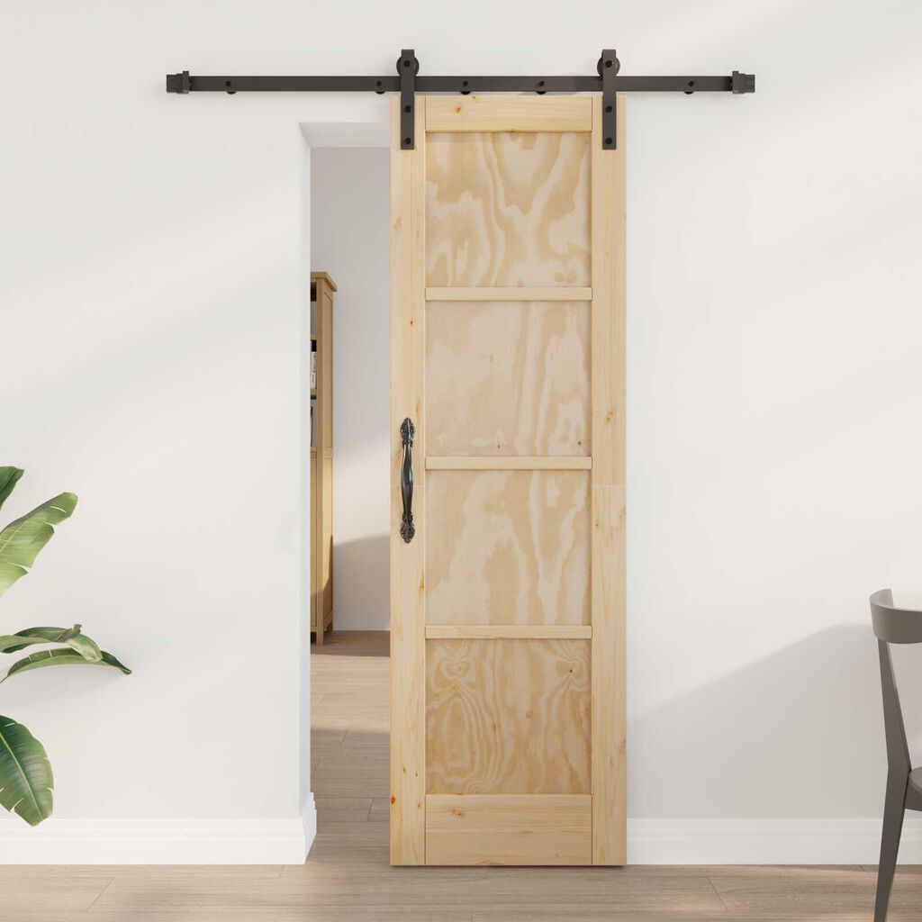 vidaXL Σύρτης Πόρτα με Σετ Υλικών 61x198.5 εκ. Στερεού Ξύλου Πεύκου
