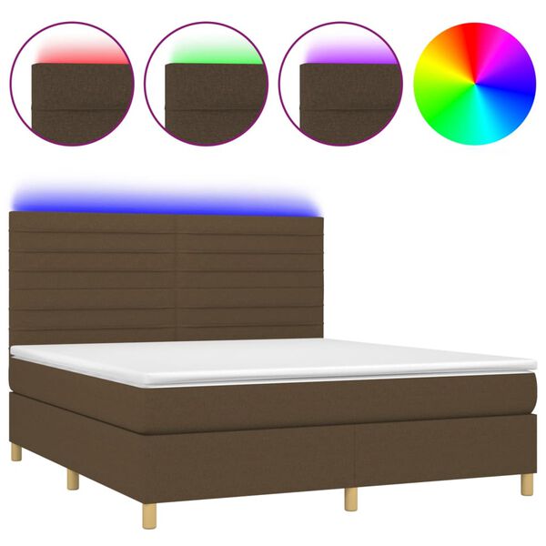 vidaXL &Kappa;&rho;&epsilon;&beta;ά&tau;&iota; Boxspring &mu;&epsilon; &Sigma;&tau;&rho;ώ&mu;&alpha; & LED &Sigma;&kappa;.&Kappa;&alpha;&phi;έ 160x200&epsilon;&kappa;. &Upsilon;&phi;&alpha;&sigma;&mu;ά&tau;&iota;&nu;&omicron;
