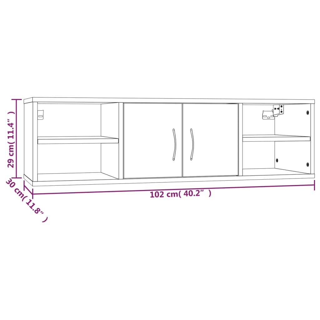vidaXL Ραφιέρα Τοίχου Γκρι Sonoma 102x30x29 εκ. Επεξεργασμένο Ξύλο