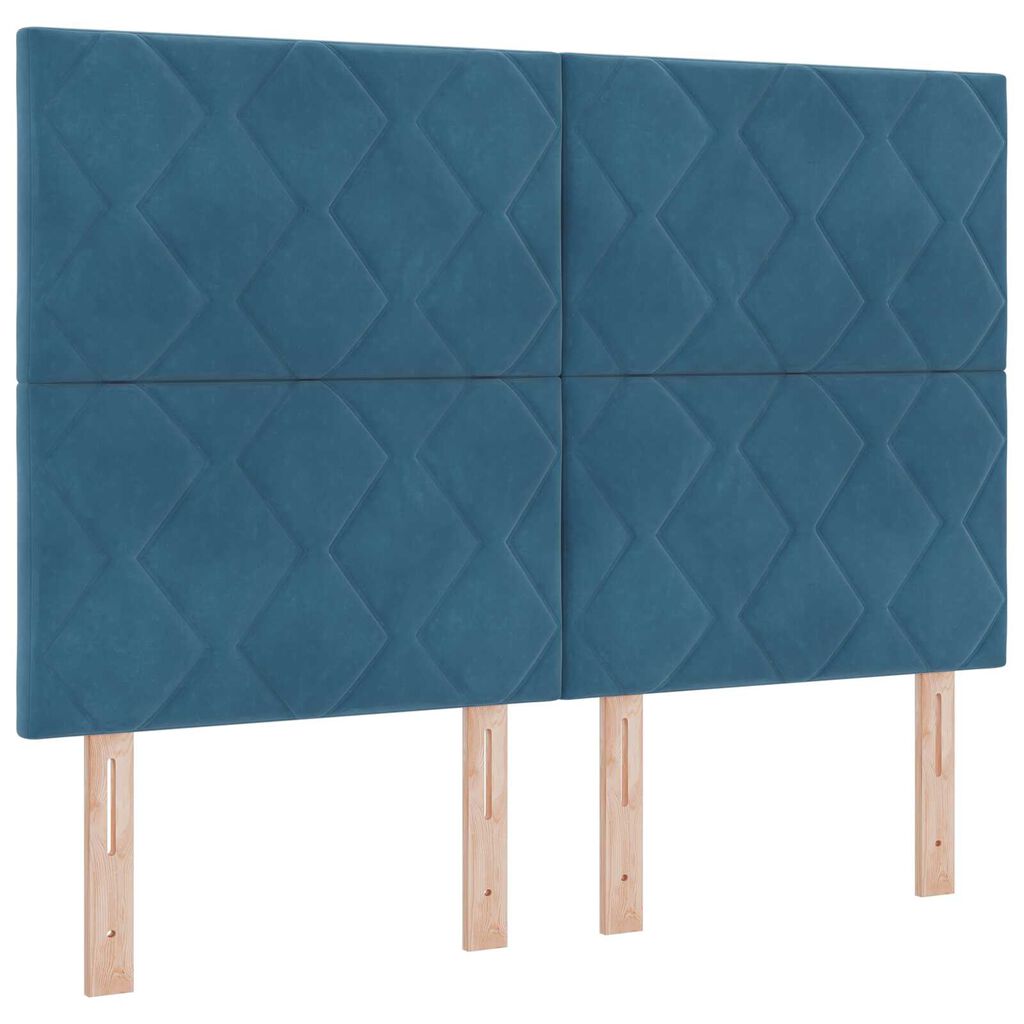 Κρεβάτι Box Spring με Στρώμα vidaXL Σκούρο Μπλε 140x190 εκ. Βελούδο
