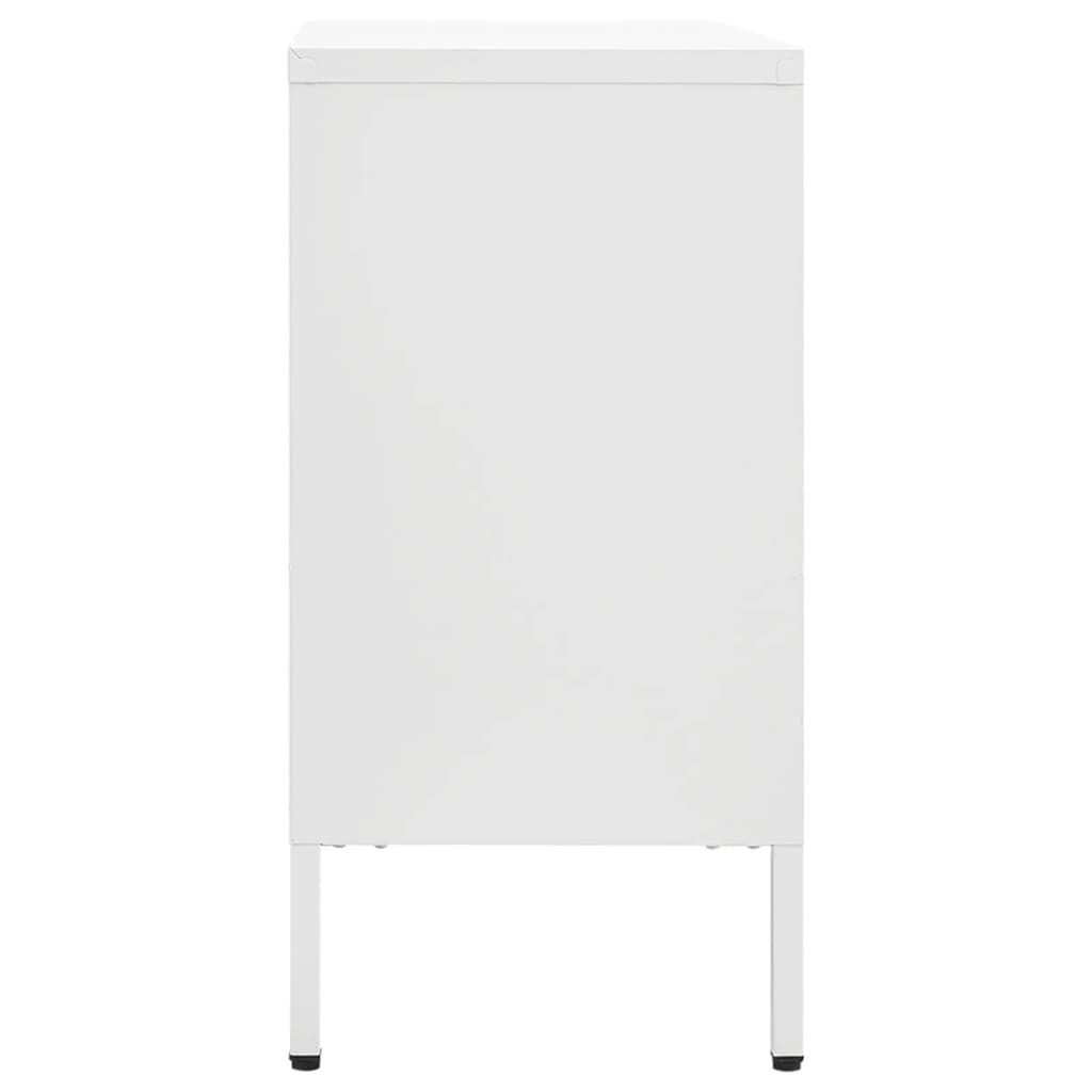 vidaXL Μπουφές Λευκός 105 x 35 x 70 εκ. από Ατσάλι και Ψημένο Γυαλί