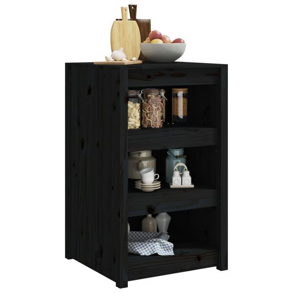vidaXL Ντουλάπι Κουζίνας Εξ. Χώρου Μαύρο 55x55x92 εκ Μασίφ Ξύλο Πεύκου