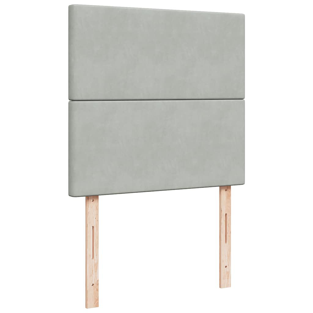 vidaXL Κρεβάτι Boxspring με Στρώμα Ανοιχτό Γκρι 90x190 εκ. Βελούδινο