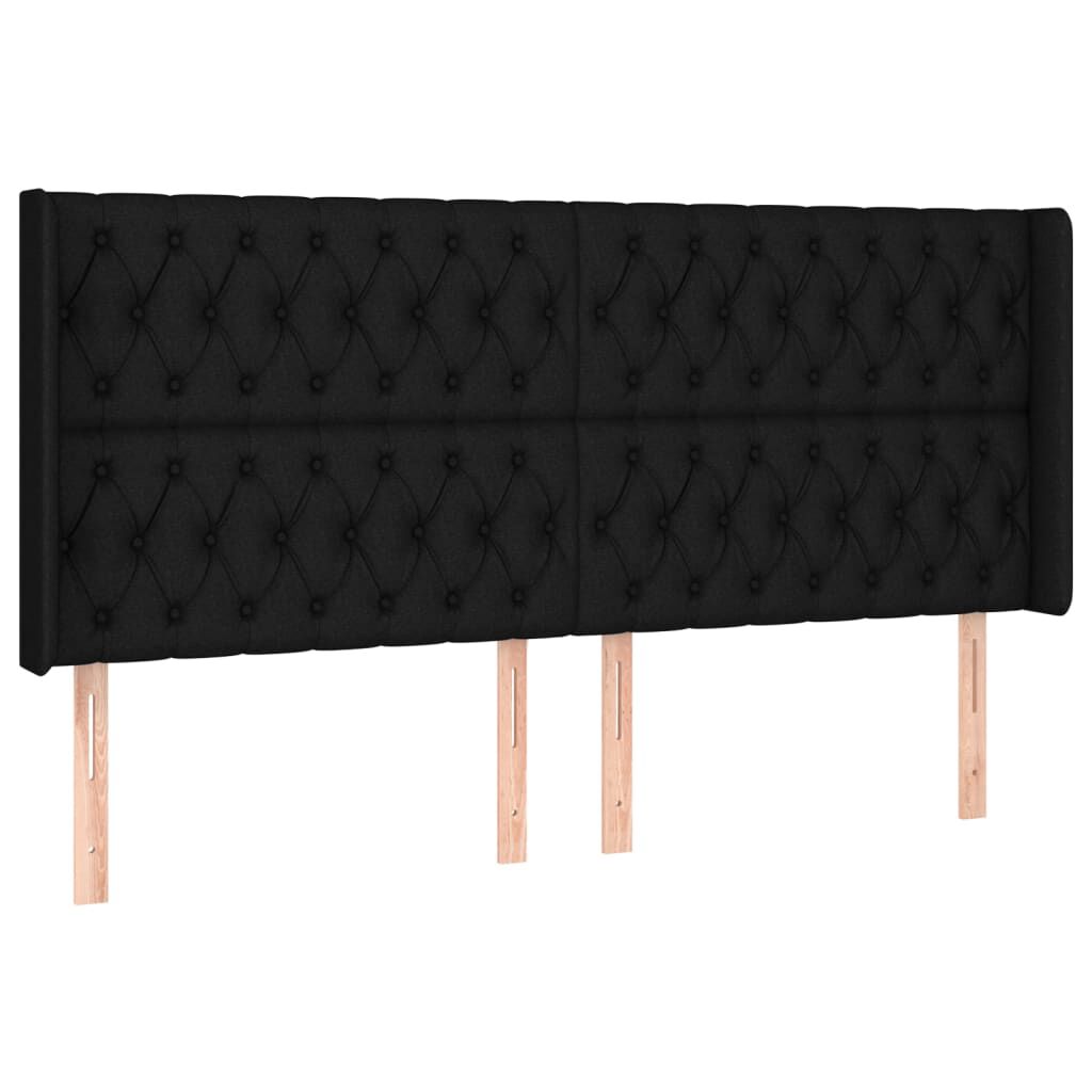 vidaXL Κεφαλάρι Κρεβατιού LED Μαύρο 183x16x118/128 εκ. Υφασμάτινο