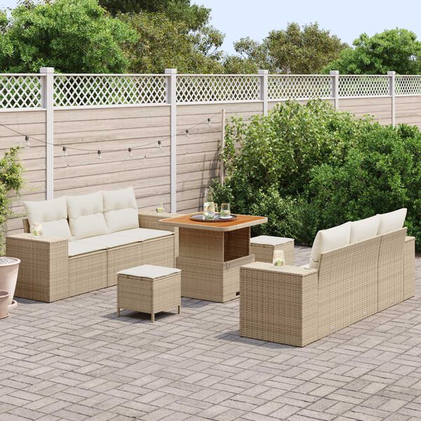 vidaXL Σετ Καναπέ Κήπου 9 pcs μπεζ και κρεμ 80 x 80 x 71 cm