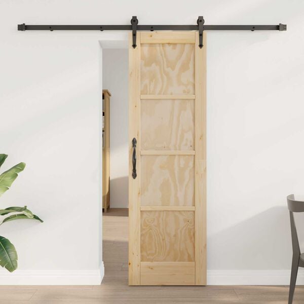 vidaXL Συρόμενη Πόρτα ORKDAL Καφέ 61 x 198.5 εκ. Μασίφ ξύλο πεύκου