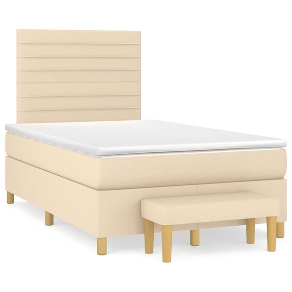 vidaXL &Kappa;&rho;&epsilon;&beta;ά&tau;&iota; Boxspring &mu;&epsilon; &Sigma;&tau;&rho;ώ&mu;&alpha; &Kappa;&rho;&epsilon;&mu; 120x200 &epsilon;&kappa;. &Upsilon;&phi;&alpha;&sigma;&mu;ά&tau;&iota;&nu;&omicron;