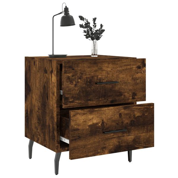 vidaXL Κομοδίνο Καπνιστή Δρυς 40 x 35 x 47,5 εκ. από Επεξεργ. Ξύλο