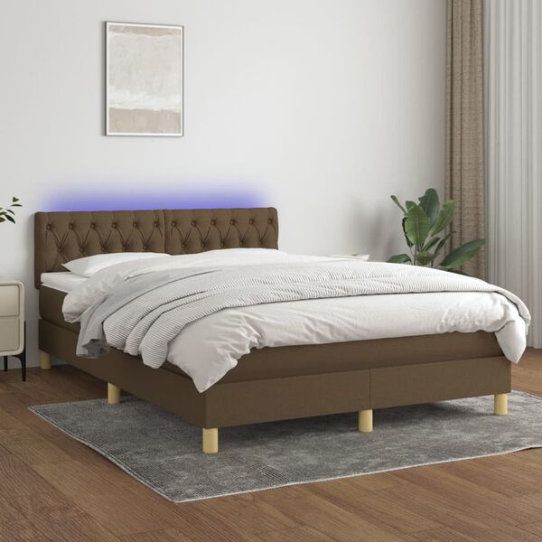 vidaXL &Kappa;&rho;&epsilon;&beta;ά&tau;&iota; Boxspring &mu;&epsilon; &Sigma;&tau;&rho;ώ&mu;&alpha; & LED &Sigma;&kappa;.&Kappa;&alpha;&phi;έ 140x200 &epsilon;&kappa; &Upsilon;&phi;&alpha;&sigma;&mu;ά&tau;&iota;&nu;&omicron;