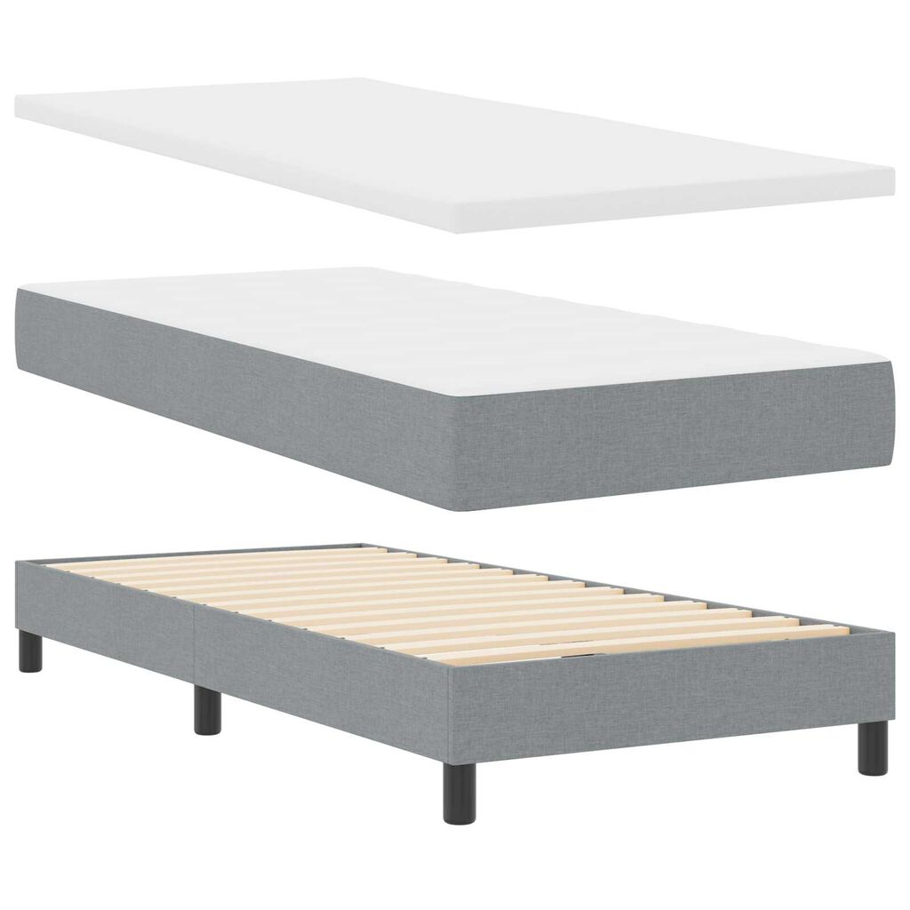 vidaXL Κρεβάτι Box Spring με Στρώμα Ανοιχτό Γκρι 90x190 εκ. Υφάσμα