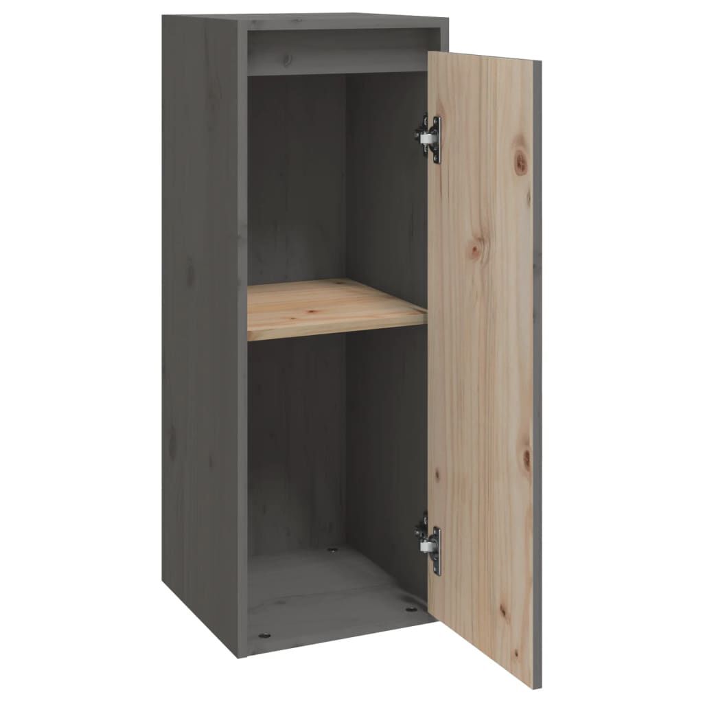 vidaXL Ντουλάπι Τοίχου Γκρι 30 x 30 x 80 εκ. από Μασίφ Ξύλο Πεύκου