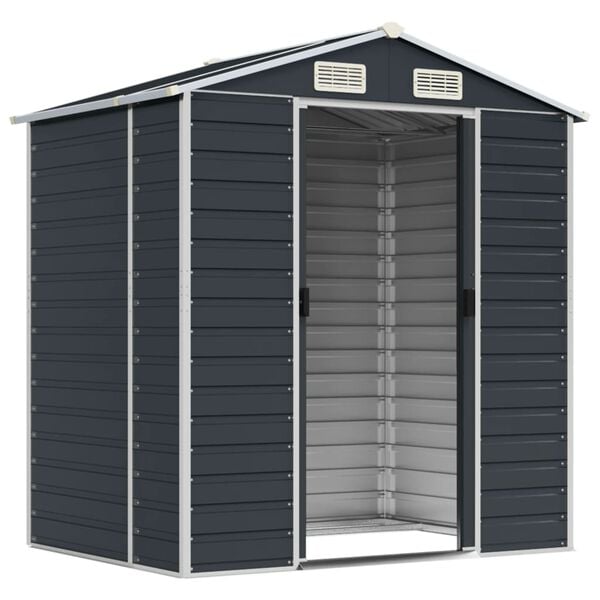 vidaXL Αποθήκη Κήπου Ανθρακί 191x130x198 εκ. Γαλβανισμένο Ατσάλι