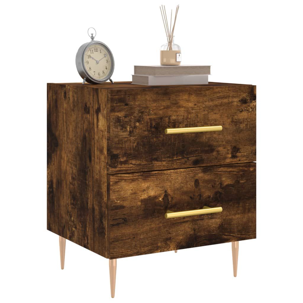 vidaXL Κομοδίνα 2 τεμ. Καπνιστή Δρυς 40 x 35 x 47,5 εκ. Επεξεργ. Ξύλο