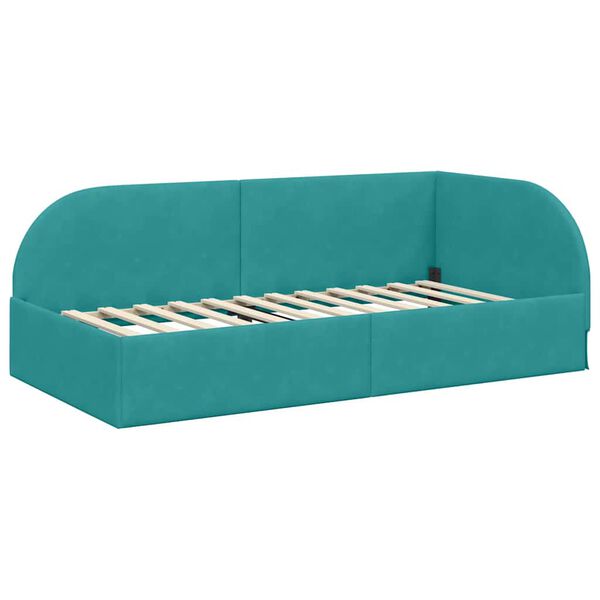 vidaXL Κρεβάτι Γωνίας με κεφαλάρι Τιρκουάζ 90 x 190 cm Βελούδο
