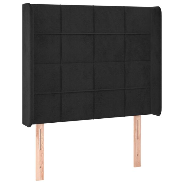 vidaXL Κρεβάτι Boxspring με Στρώμα & LED Μαύρο 90x190 εκ. Βελούδινο