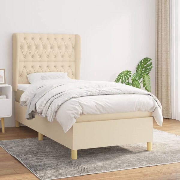 vidaXL &Kappa;&rho;&epsilon;&beta;ά&tau;&iota; Boxspring &mu;&epsilon; &Sigma;&tau;&rho;ώ&mu;&alpha; &Kappa;&rho;&epsilon;&mu; 100 x 200 &epsilon;&kappa;. &Upsilon;&phi;&alpha;&sigma;&mu;ά&tau;&iota;&nu;&omicron;