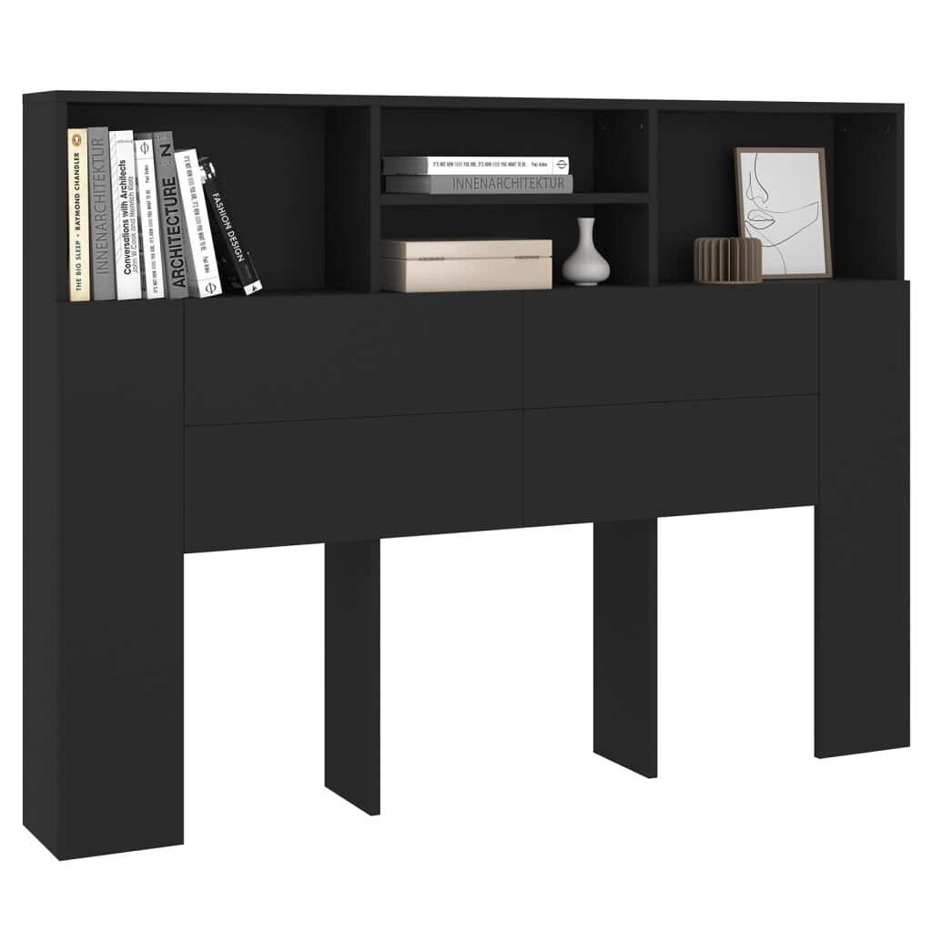 vidaXL Κεφαλάρι Με Αποθηκευτικό Χώρο Μαύρο 140 x 19 x 103,5 εκ.