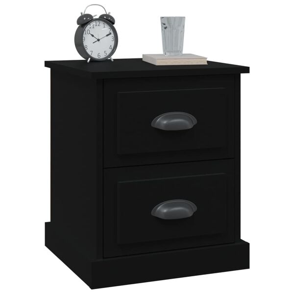 vidaXL Κομοδίνα 2 τεμ. Μαύρα 39 x 39 x 47,5 εκ. από Επεξεργασμένο Ξύλο