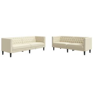 vidaXL &Kappa;&alpha;&nu;&alpha;&pi;έ&sigmaf; Chesterfield 2 &tau;&epsilon;&mu;&alpha;&chi;ί&omega;&nu; &sigma;&epsilon;&tau; Cream Faux Leather