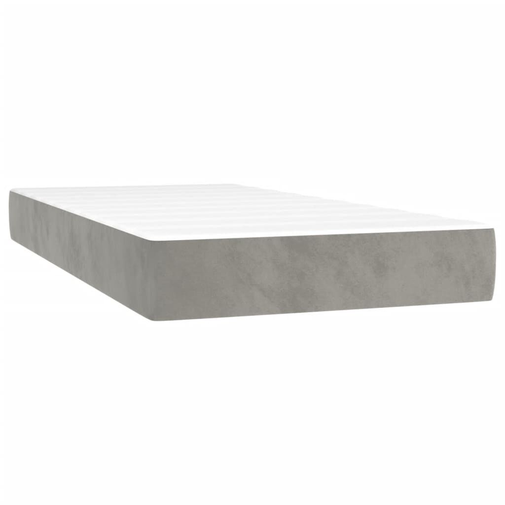 vidaXL Κρεβάτι Boxspring με Στρώμα Ανοιχτό Γκρι 120x190 εκ. Βελούδινο