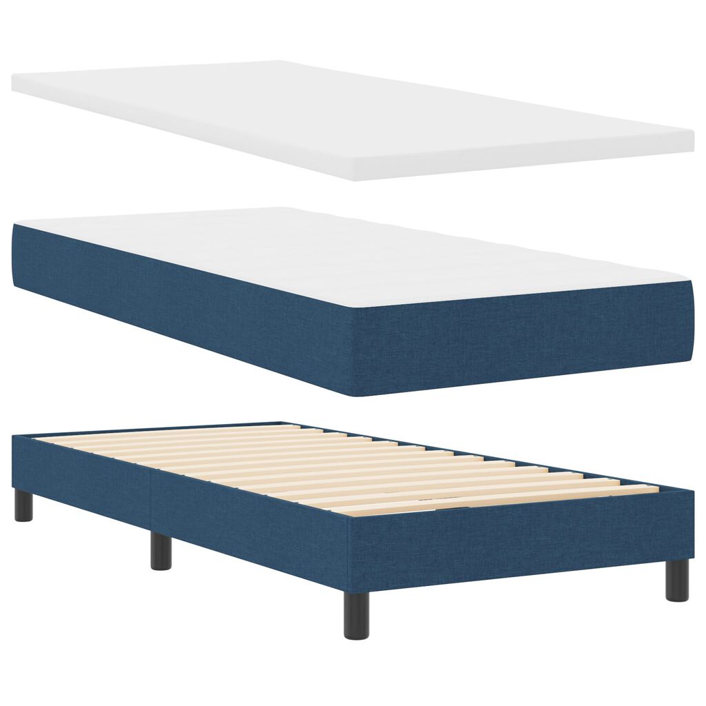 vidaXL Κρεβάτι Box Spring με στρώμα Μπλε 90x190 εκ Υφασμάτινο