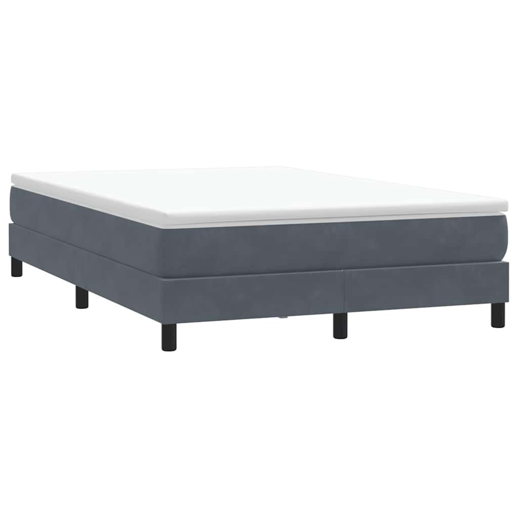 vidaXL Κρεβάτι Boxspring με Στρώμα Σκούρο Γκρι 140x210 εκ. Βελούδινο