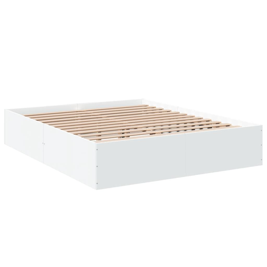 vidaXL Πλαίσιο Κρεβατιού Λευκό 160x200 εκ. Επεξεργασμένο Ξύλο