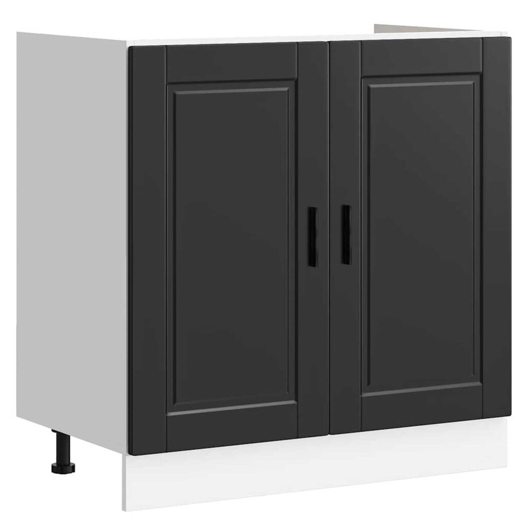 vidaXL Βάση νιπτήρα 2 pcs Μαύρο 80 x 46 x 84.5 εκ. Επεξεργασμένο ξύλο