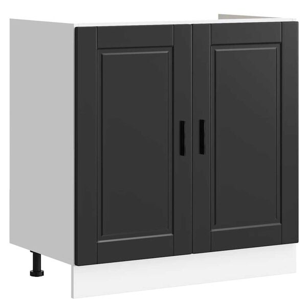 vidaXL Βάση νιπτήρα 2 pcs Μαύρο 80 x 46 x 84.5 εκ. Επεξεργασμένο ξύλο