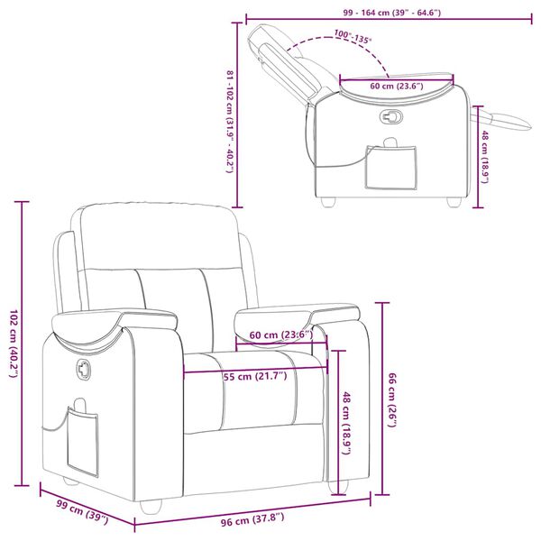 vidaXL καρέκλα ανάκλισης μασάζ Cloud Grey Fabric