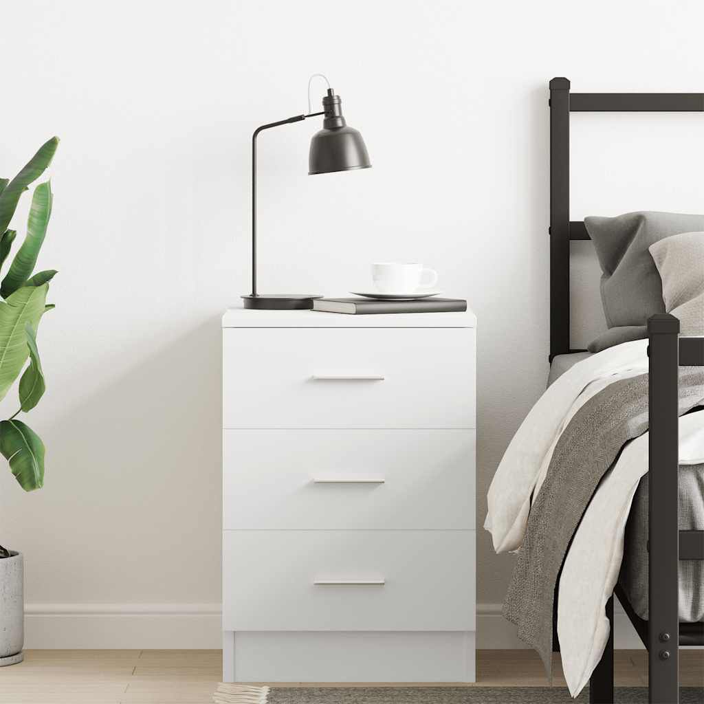vidaXL Κομοδίνο Λευκό 38 x 35 x 56 εκ. από Επεξ. Ξύλο