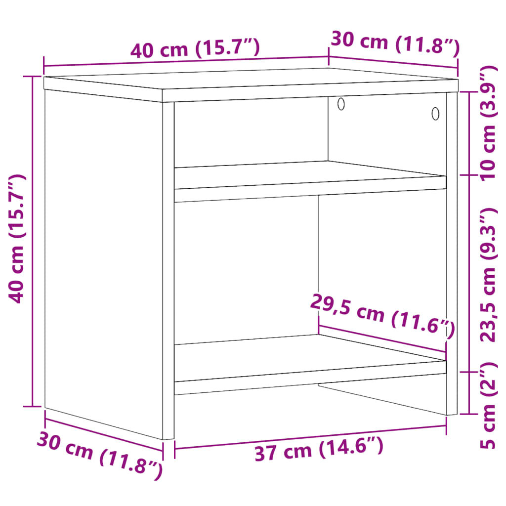 vidaXL Κομοδίνο Όψη Παλαιού Ξύλου 40 x 30 x 40 εκ. από Επεξ. Ξύλο