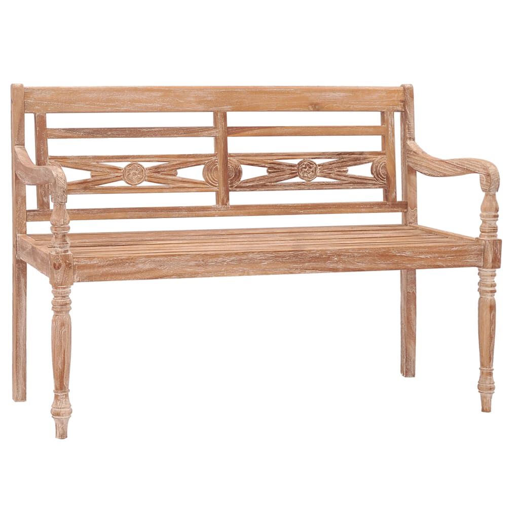 vidaXL Παγκάκι Batavia 120 εκ. Μασίφ Ξύλο Teak με Λευκό Φινίρισμα
