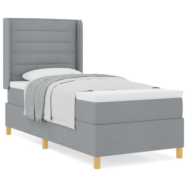 vidaXL Κρεβάτι Box Spring με Στρώμα Ανοιχτό Γκρι 80x200 εκ. Υφασμάτινο