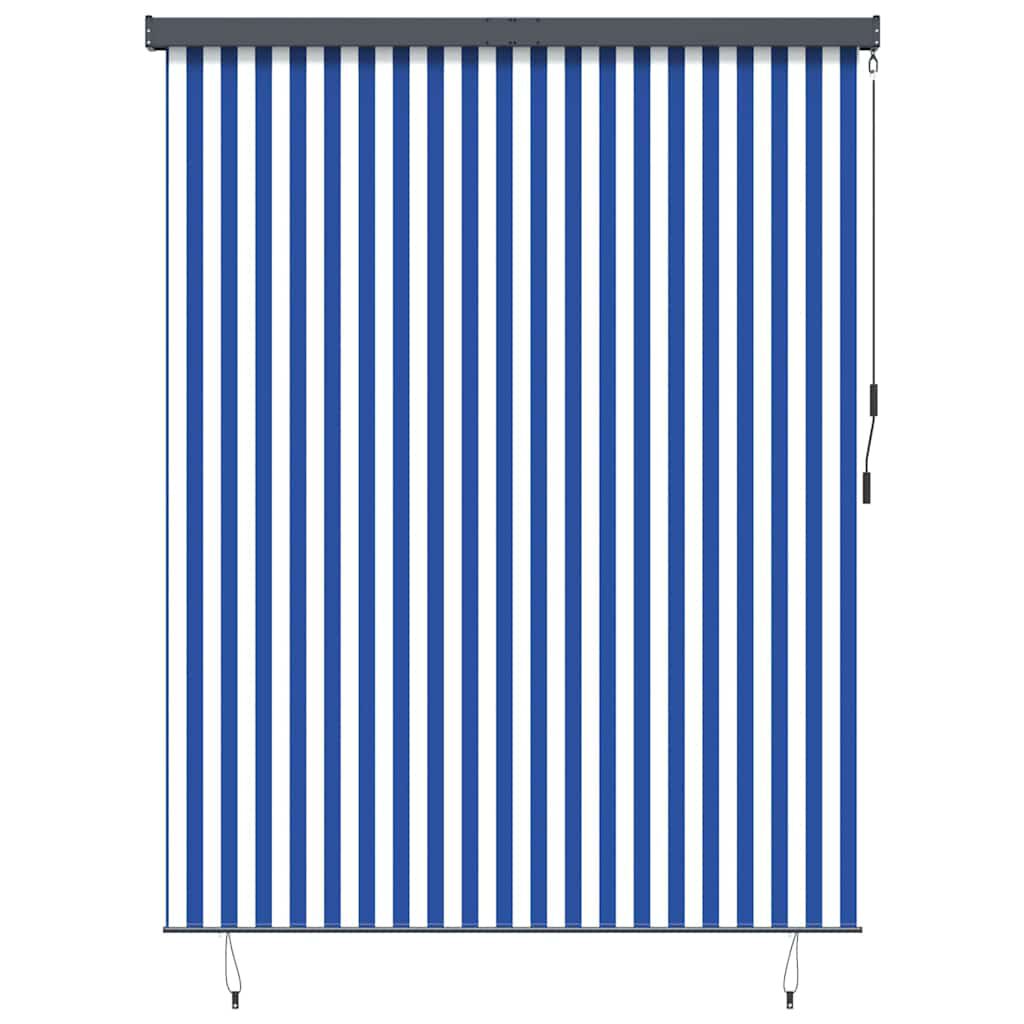 vidaXL Εξωτερικό ρολό Striped Μπλε και λευκό 220 x 250 cm ύφασμα