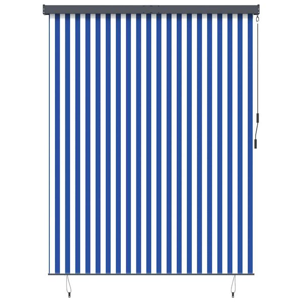 vidaXL Εξωτερικό ρολό Striped Μπλε και λευκό 220 x 250 cm ύφασμα