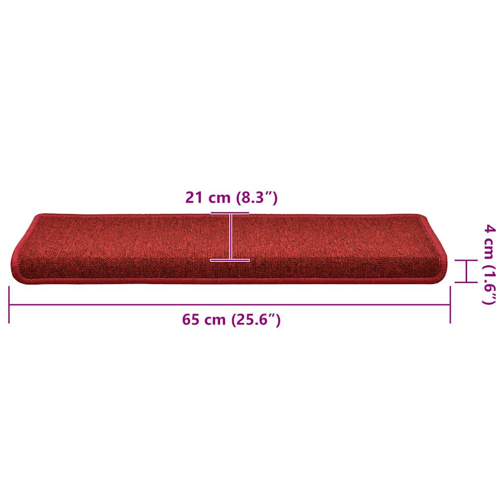 vidaXL Πατάκια Σκάλας 30 τεμ. Κόκκινα 65 x 21 x 4 εκ.