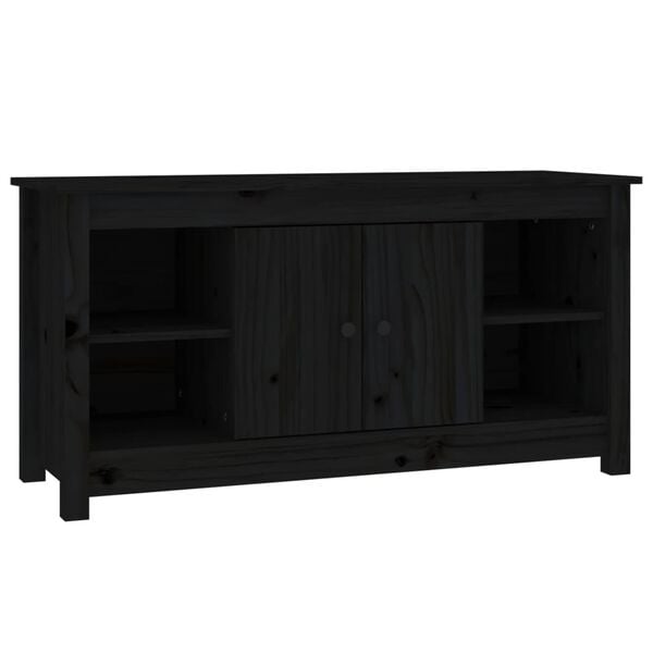 vidaXL Έπιπλο Τηλεόρασης Μαύρο 103x36,5x52 εκ. από Μασίφ Ξύλο Πεύκου