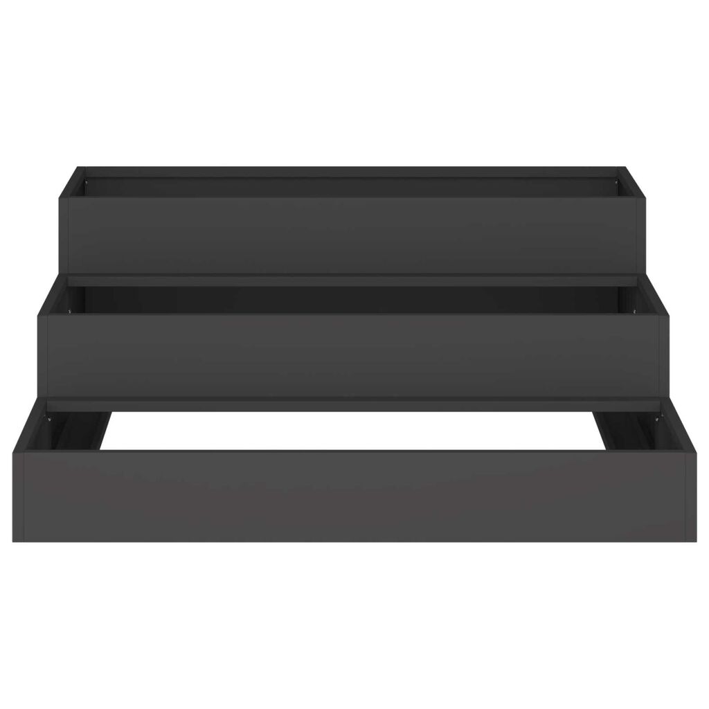 vidaXL Γλάστρα Κήπου 3-Επίπεδη 90x90x35 εκ Μαύρο Ατσάλι